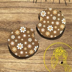 🎄Retro Smiley Daisies Car Coasters | Car Accessories | Car Coaster